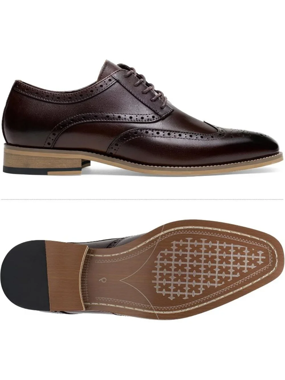Men's Dark Brown Lace LaTeX Insoles Classic Oxford Business Formal Dress Shoes